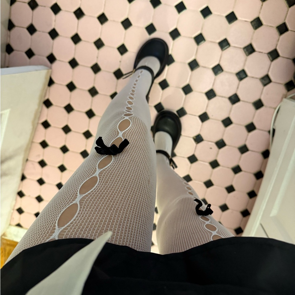 White Fishnet Tights